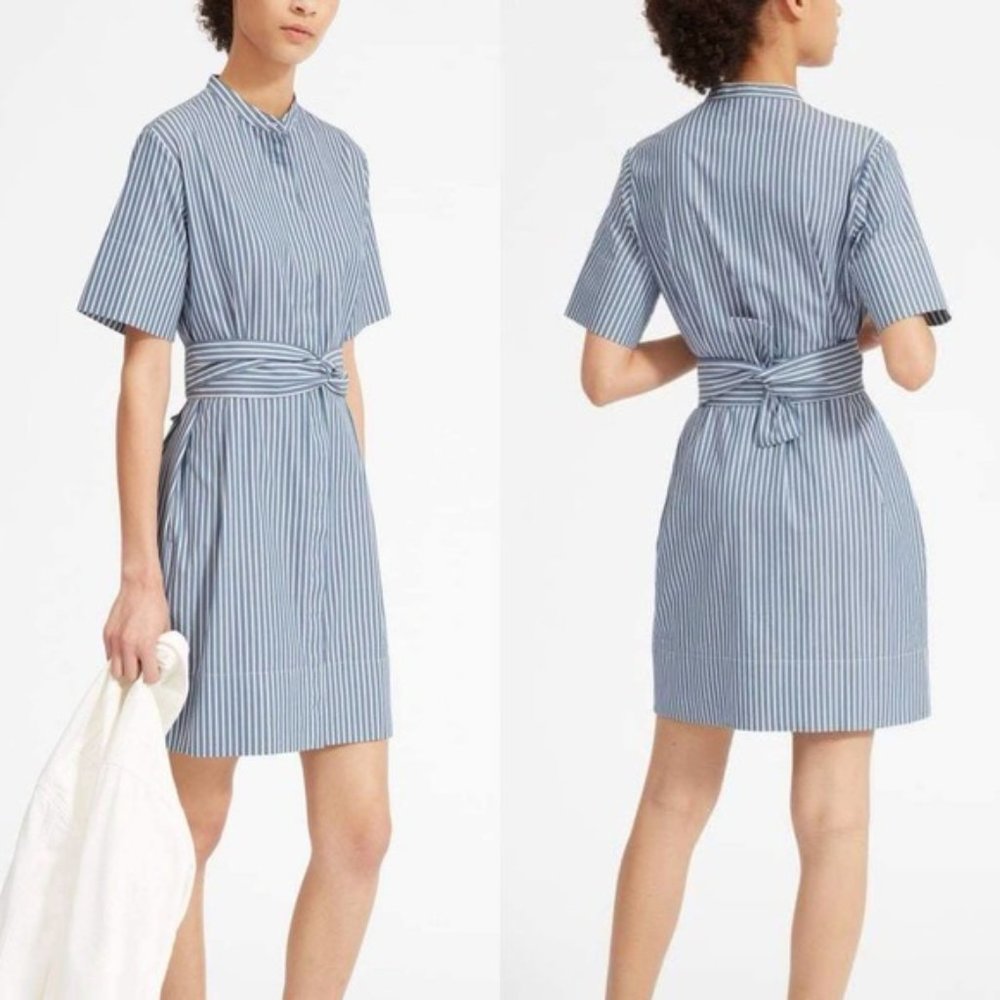 Everlane blue striped collarless shirtdress (4)